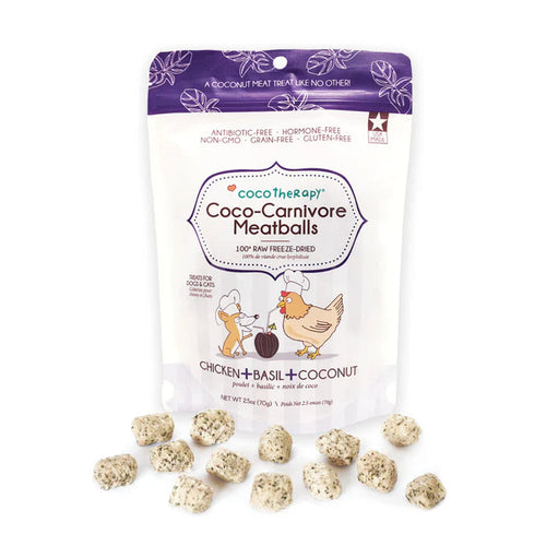 CocoTherapy Coco-Carnivore Meatballs – Chicken + Basil + Coconut Dog Treats