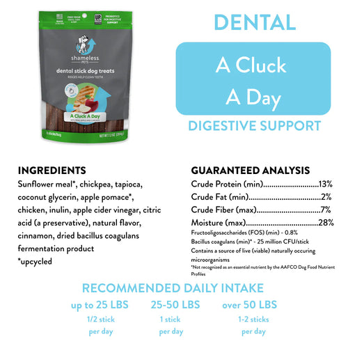 Shameless Pets A Cluck A Day Dental Sticks Dog Treats - Garden State Pet Center