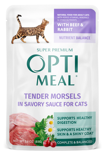 Optimeal® Tender Morsels With Beef & Rabbit In Savory Sauce For Adult Cats
