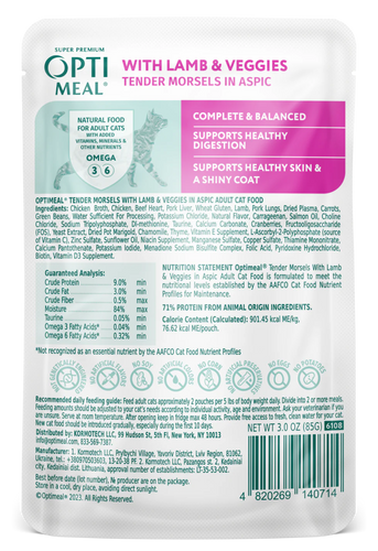 Optimeal® Tender Morsels With Lamb & Veggies In Aspic For Adult Cats