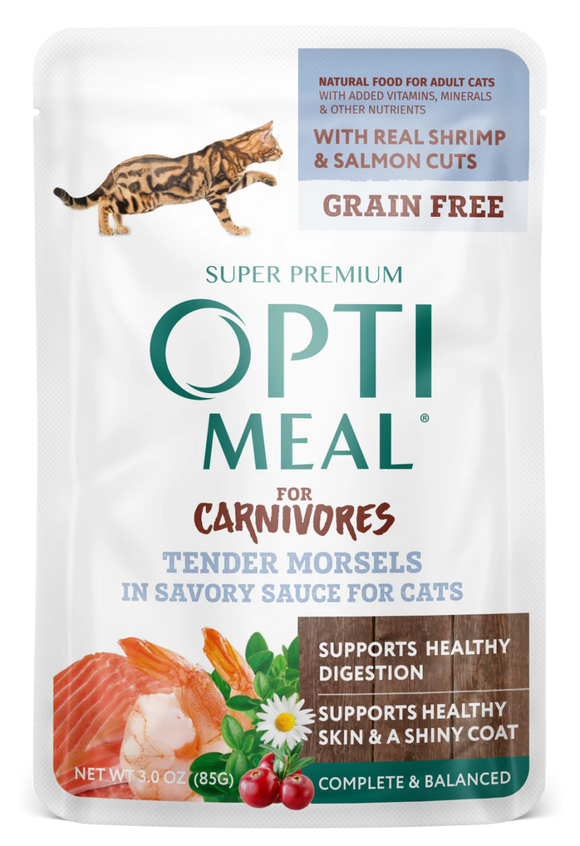 Optimeal® Tender Morsels With Real Shrimp & Salmon In Savory Sauce For Adult Cats