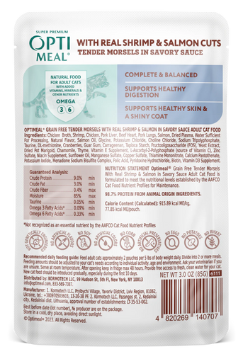 Optimeal® Tender Morsels With Real Shrimp & Salmon In Savory Sauce For Adult Cats