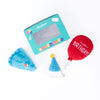 Zippy Paws Birthday Box with plush cake, balloon toy, and birthday hat for dogs
