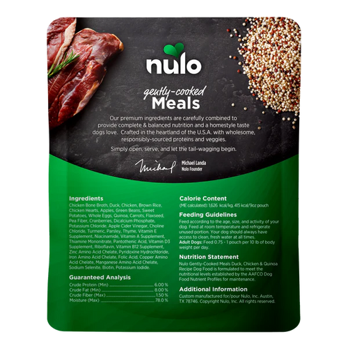 Nulo Gently-Cooked Meals Duck & Quinoa Recipe - Garden State Pet Center
