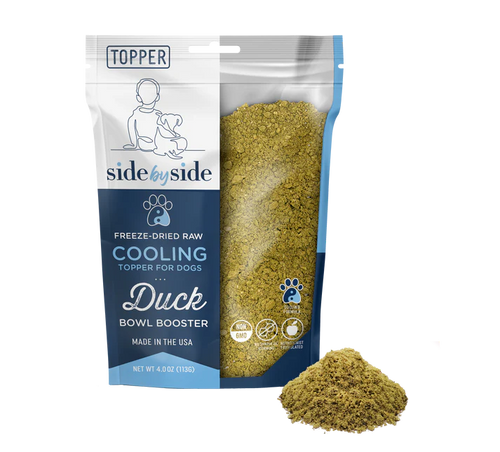 Side-By-Side Freeze Dried Raw Cooling Topper Duck Bowl Booster
