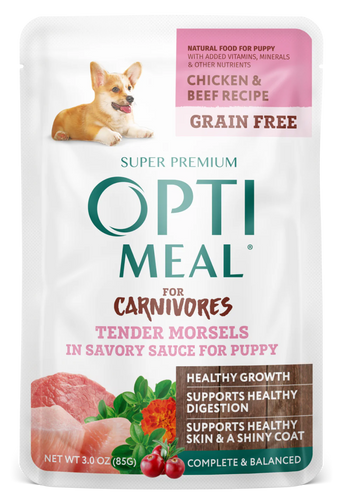 Optimeal Chicken & Beef Tender Morsels In Savory Sauce for Puppies