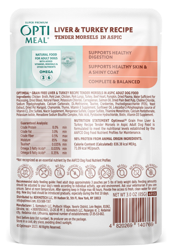Optimeal Liver & Turkey Tender Morsels In Aspic for Adult Dogs