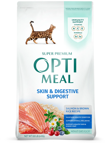 Optimeal SKIN & DIGESTIVE Salmon & Brown Rice for Adult Cats