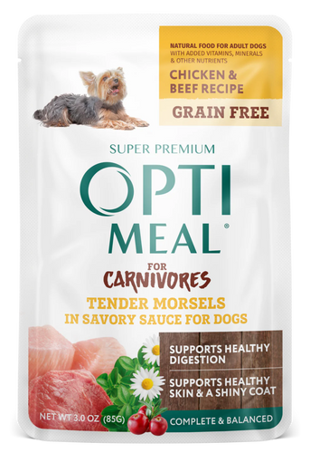 Optimeal Chicken & Beef Tender Morsels In Savory Sauce for Adult Dogs