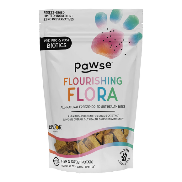 Pawse Flourishing Flora All Natural Freese-Dried Gut Health Bites for Dogs & Cats