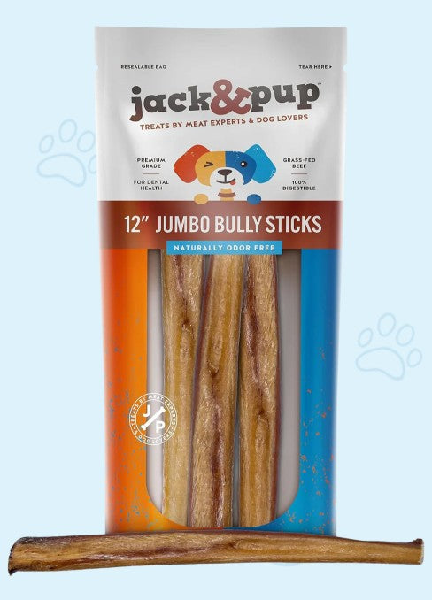 Jack&Pup Jumbo Bully Stick Dog Treats