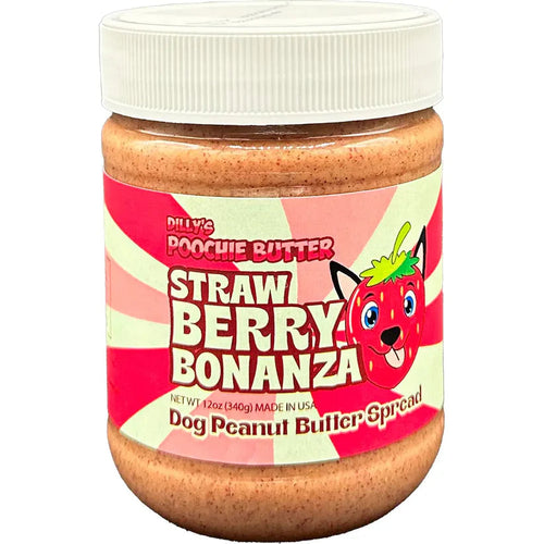 Poochie Butter Strawberry Flavored Dog Peanut Butter Jar Dog Treats