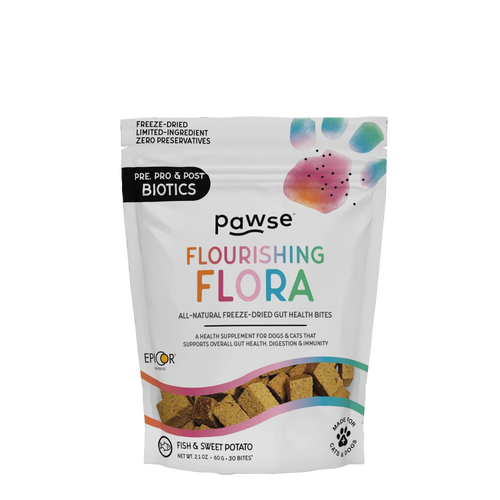 Pawse Flourishing Flora All Natural Freese-Dried Gut Health Bites for Dogs & Cats