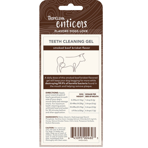 TropiClean Fresh Breath Teeth Cleaning Gel for Dogs – Smoked Beef Brisket flavor