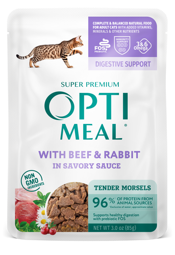 Optimeal® Tender Morsels With Beef & Rabbit In Savory Sauce For Adult Cats