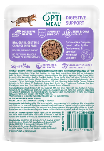 Optimeal® Tender Morsels With Beef & Rabbit In Savory Sauce For Adult Cats