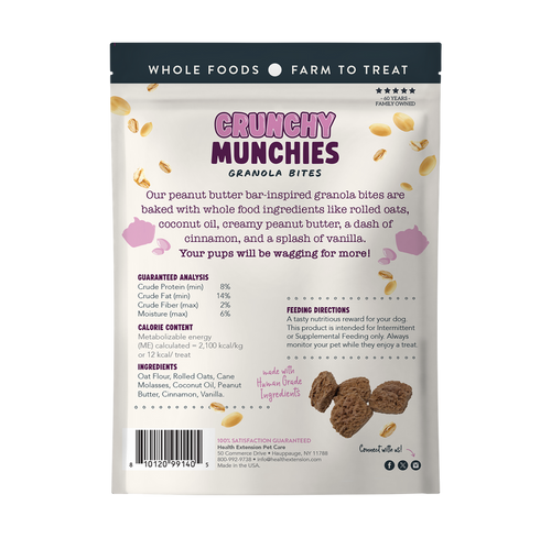 Health Extension Crunchy Munchies Granola Bites-Peanutty Squares Dog Treats