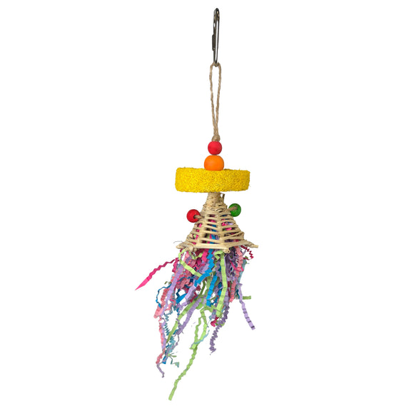 A&E Cage Confetti Cannon Loofah Hanging Bird Toy