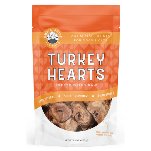 Oma's Pride Turkey Hearts Freeze-Dried Raw For Dogs & Cats