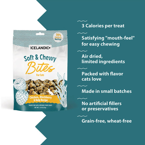 Icelandic+ Chicken, Blackberry & Kelp Recipe Soft & Chewy Bites for Cats