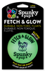 Spunky Pup Fetch & Glow dog ball glows in the dark, durable, non-toxic, floats, and designed for day or night play.