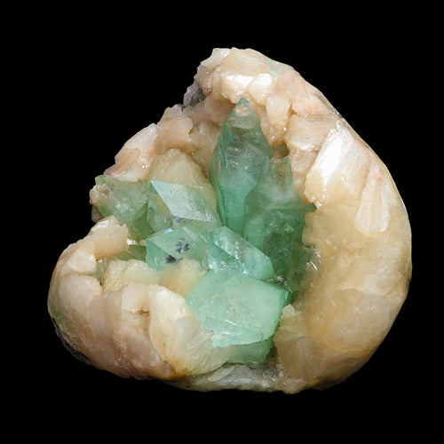 Rare Green Apophyllite with Stilbite Natural Mineral Specimen #TC24-21