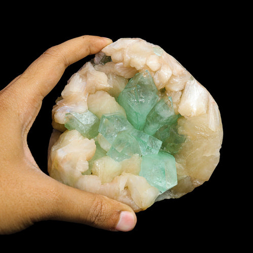 Rare Green Apophyllite with Stilbite Natural Mineral Specimen #TC24-21
