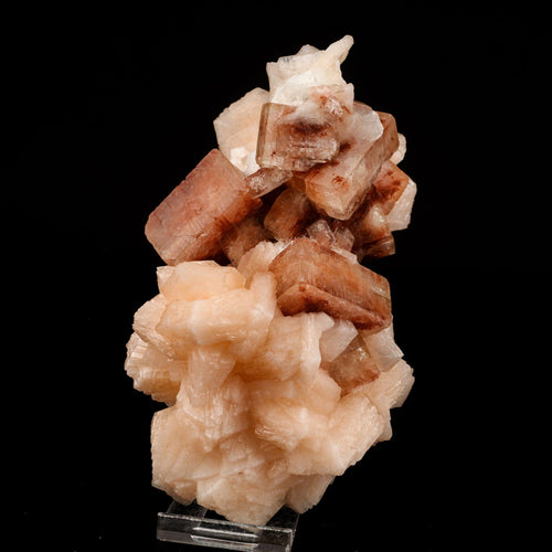 Red Apophyllite Cube With Stilbite Natural Mineral Specimen # B 6569