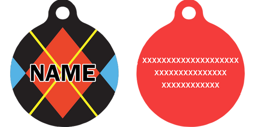Red Argyle HD Dog ID Tag