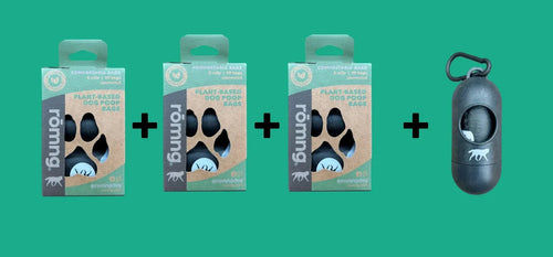 compostable plant-based dog poop bags starter pack