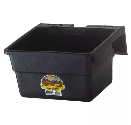 Little Giant Rubber Hook-Over Feeder, 18 Quart, Black