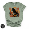 Fall Leaves Black Cat Tee | Autumn Cat Lover Graphic T-Shirt