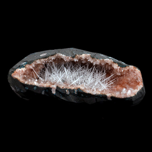 Scolecite Accular Sprays Inside Heulandite Geode Natural Mineral Specimen  # B 4901