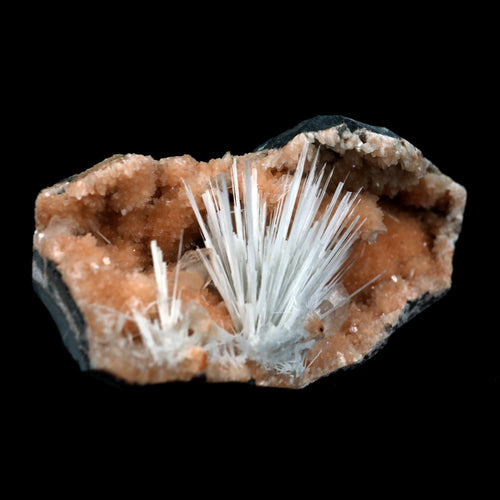 Scolecite Accular Sprays Inside Heulandite Geode Natural Mineral Specimen  # B 4902