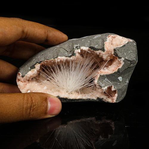 Scolecite in Heulandite Geode Natural Mineral Specimen # B 6771