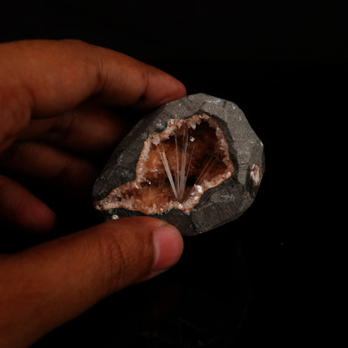 Scolecite Spray inside Heulandite geode Natural Mineral Specimen # B 5499