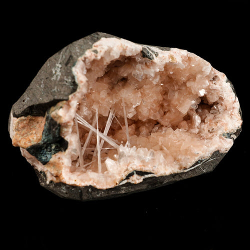 Scolecite Spray Inside Heulandite Geode Natural Mineral Specimen # B 6502