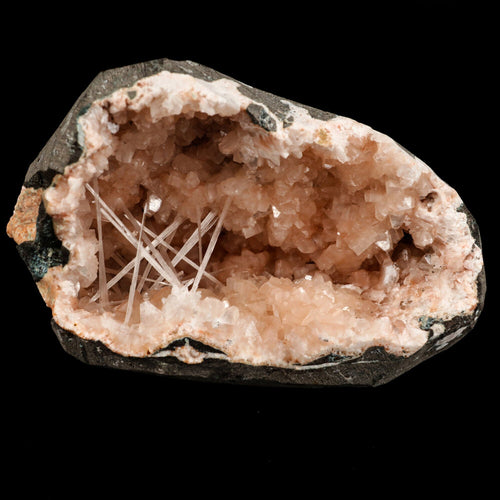 Scolecite Spray Inside Heulandite Geode Natural Mineral Specimen # B 6502