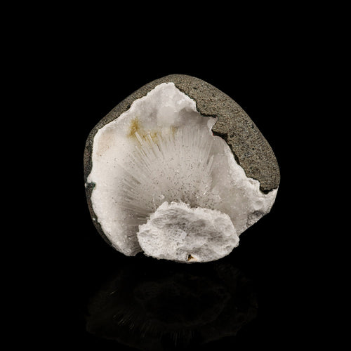 Scolecite Spray Inside MM Quartz Geode Natural Mineral Specimen # B 6345