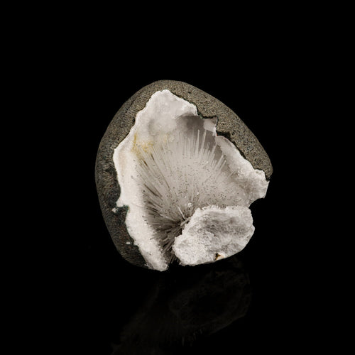 Scolecite Spray Inside MM Quartz Geode Natural Mineral Specimen # B 6345