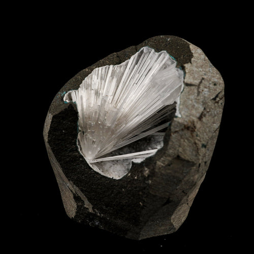 Scolecite Spray Inside MM Quartz Geode Natural Mineral Specimen # B 6410
