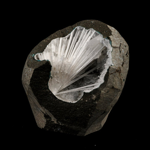 Scolecite Spray Inside MM Quartz Geode Natural Mineral Specimen # B 6410