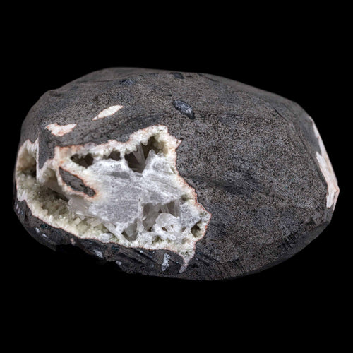 Scolecite Sprays Inside Geode Natural Mineral Specimen  # B 4649