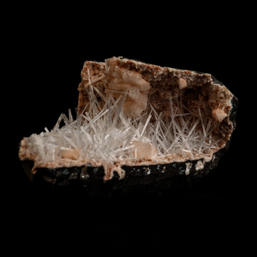 Scolecite Sprays Inside Heulandite Geode Natural Mineral Specimen  # B 5059