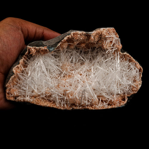 Scolecite Sprays Inside Heulandite Geode Natural Mineral Specimen  # B 5071