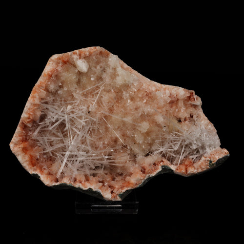 Scolecite Sprays Inside Heulandite Geode Natural Mineral Specimen # B 5624