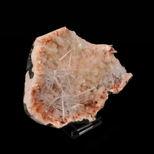 Scolecite Sprays Inside Heulandite Geode Natural Mineral Specimen # B 5624