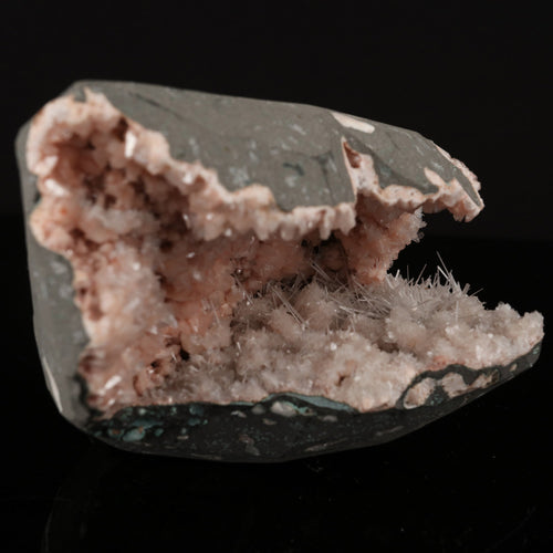 Scolecite Sprays Inside Heulandite Geode Natural Mineral Specimen # B 5741