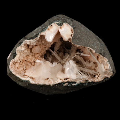 Scolecite Sprays Inside Heulandite Geode Natural Mineral Specimen # B 5745