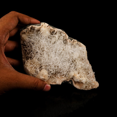 Scolecite Sprays Inside Heulandite Geode Natural Mineral Specimen # B 5757